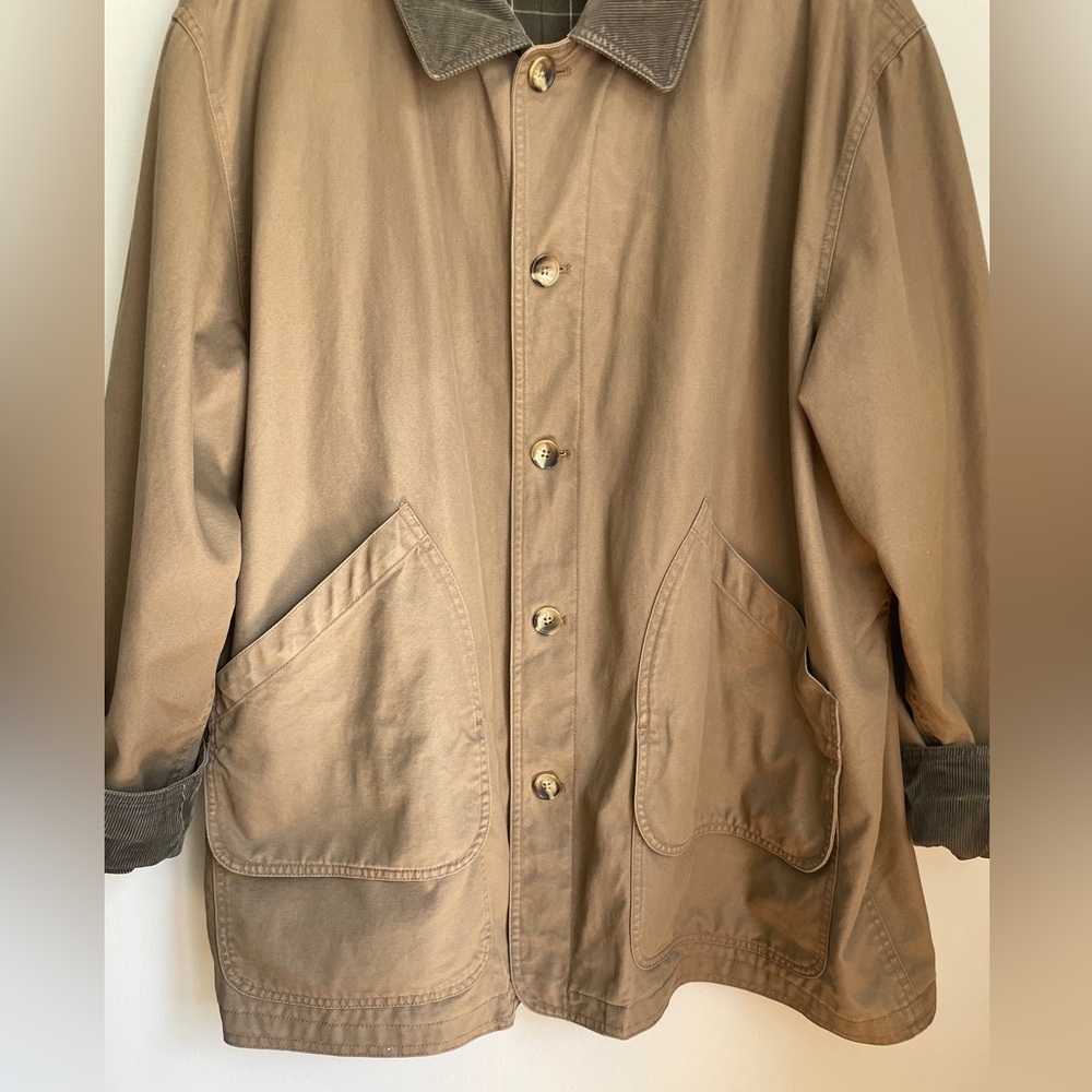 LANDS’ END Men’s Barn Coat in Brown and Green Corduroy Size XXL 50-52 - Picture 2 of 8